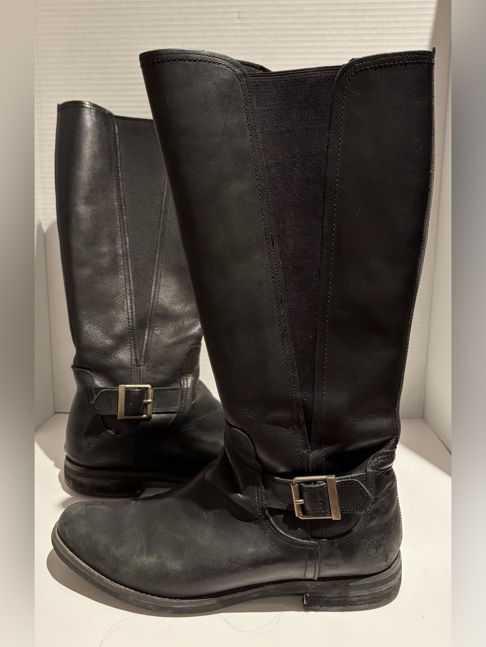 Timberland Savin Hill Tall Leather Riding Boots Womens 11 Black Equestrian Zip